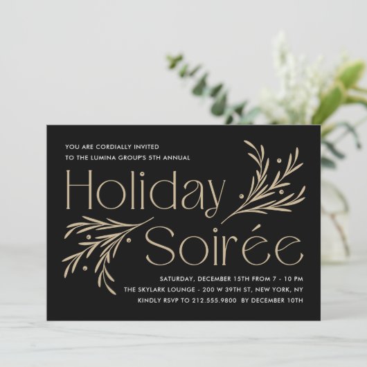 Lavish Soirée Editable Color Holiday Party Kaart (Staand voorkant)