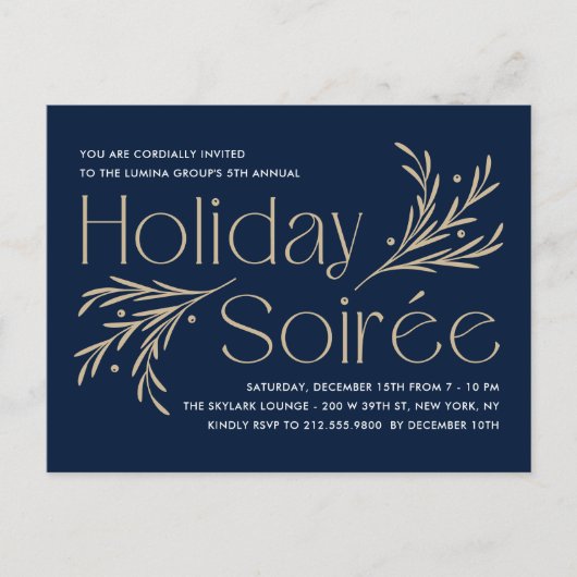 Lavish Soirée Holiday Party Invitation Briefkaart (Voorkant)