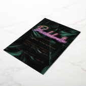 Lavish Tropical Palms | Neon Lights Bachelorette Folie Uitnodiging (Gedraaid)