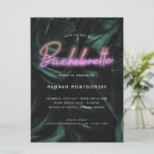 Lavish Tropical Palms | Neon Lights Bachelorette Kaart (Staand voorkant)