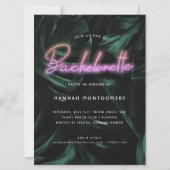 Lavish Tropical Palms | Neon Lights Bachelorette Kaart (Voorkant)