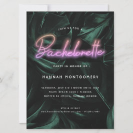 Lavish Tropical Palms | Neon Lights Bachelorette Kaart