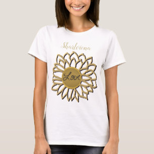 Lavishly op Monogram 3D Love Flower Mustard T-shirt