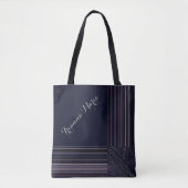 Lavishly op Monogram Elegant Blue Plum Pinstripe Tote Bag (Voorkant)
