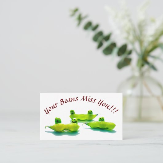 LavishlyOn Beans Attendance/Miss You Card Visitekaartje (Staand voorkant)