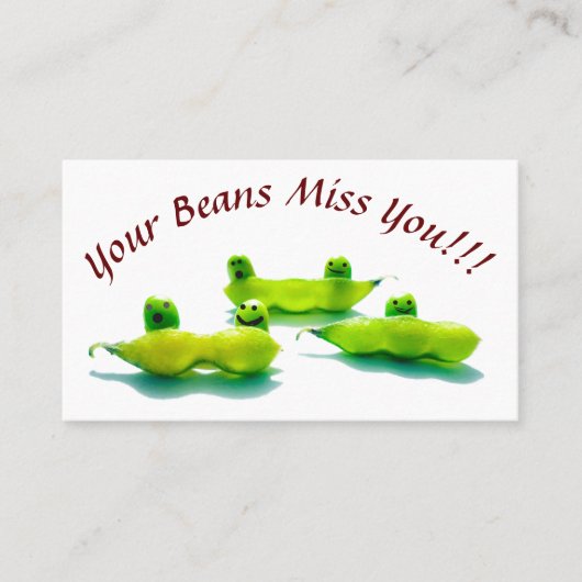 LavishlyOn Beans Attendance/Miss You Card Visitekaartje (Voorkant)