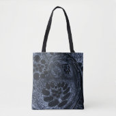 LavishlyOn Modern Blue Denim Paisley Swirl Bubble Tote Bag (Voorkant)