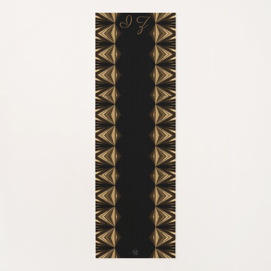 LavishlyOn Monogram Black Gold Pipging Yogamat (Voorkant)