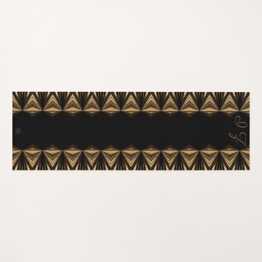 LavishlyOn Monogram Black Gold Pipging Yogamat (Voorkant (horizontaal))