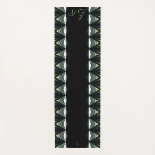 LavishlyOn Monogram Black Green Pipging Yogamat (Voorkant)