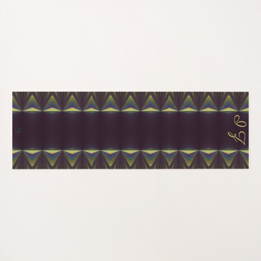 LavishlyOn Monogram Black Yellow Pipging Yogamat (Achterkant (horizontaal))