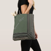 LavishlyOn Monogram Elegant Sage Green Pinstripe Tote Bag (Dichtbij)