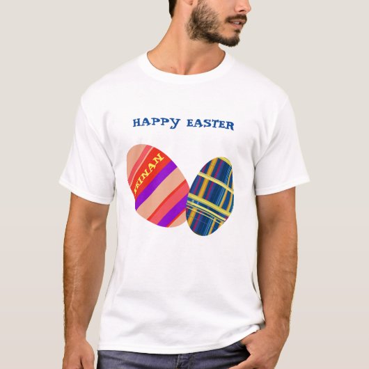 LavishlyOn Monogram Happy Easter Eggs T-shirt (Voorkant)