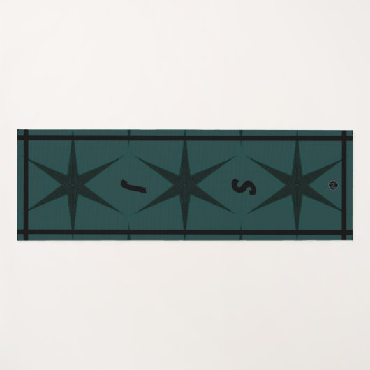 LavishlyOn Monogram Mannen Aqua Starfish Yogamat (Voorkant (horizontaal))