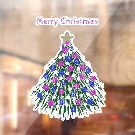 LavishlyOp blauwe Paarse roze kerstboom Raamsticker
