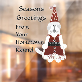LavishlyOp Country Santa Puppy Kerstkoepel  Raamsticker