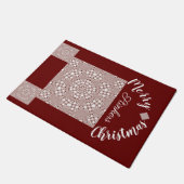 LavishlyOp Stellar Gingham Red White-kersthond Deurmat (Schuin)