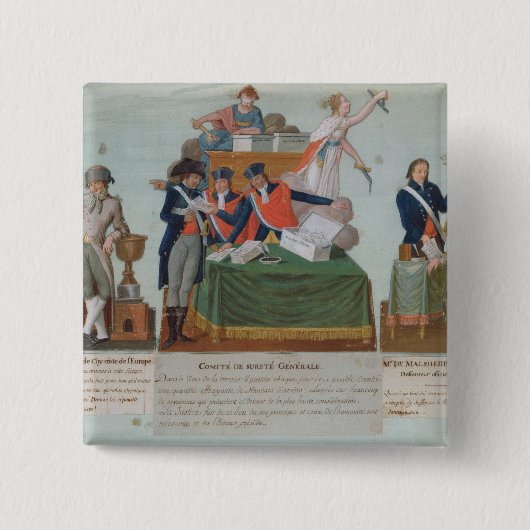 Lavoisier, Comite de Surete Generale Vierkante Button 5,1 Cm (Voorkant)