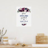 Lavy Floral van Lavender Onderteken ons Guestbook Poster (Keuken)