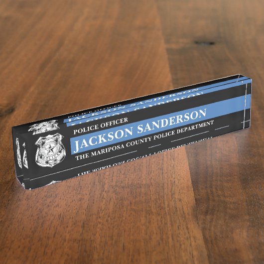 Law Enforcement Thin Blue Line Police Department Naambordje (Zijkant)