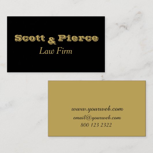 Law Firma Black Bold Gold Letters Visitekaartje (Voorkant / Achterkant)