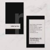Law Firma Lawyer Visitekaartje Bold Monogram Black (Voorkant / Achterkant)