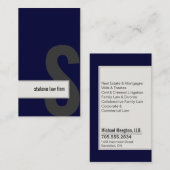 Law Firma Lawyer Visitekaartje Bold Monogram Navy (Voorkant / Achterkant)