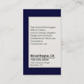Law Firma Lawyer Visitekaartje Bold Monogram Navy (Achterkant)