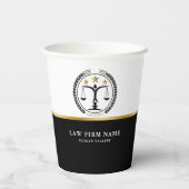 Law Justice Logo Zwart Wit Goud Papieren Bekers (Achterkant)