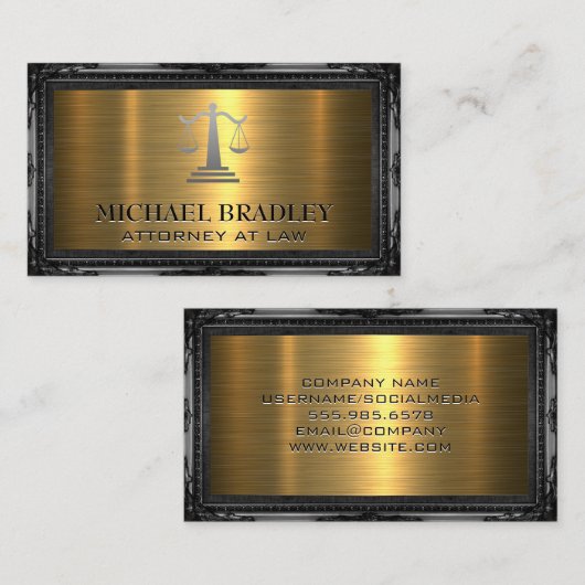 Law Justice Scales | ANTIEK LIJST | Goud Metaal Visitekaartje (Voorkant / Achterkant)