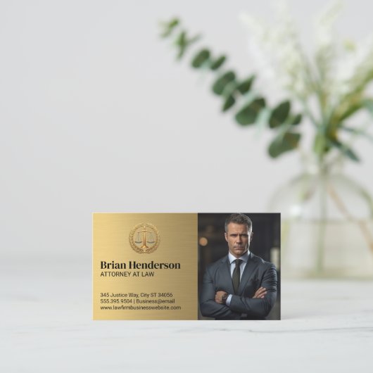 Law Justice Scales Logo | Zakelijk Man in Suit Visitekaartje (Staand voorkant)