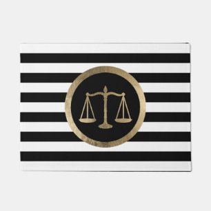 Law Kantoor Gold Scale Modern Stripes Lawyer Deurmat