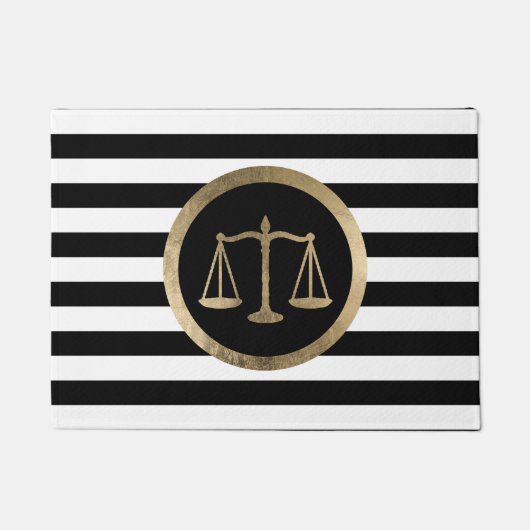 Law Kantoor Gold Scale Modern Stripes Lawyer Deurmat (Voorkant)