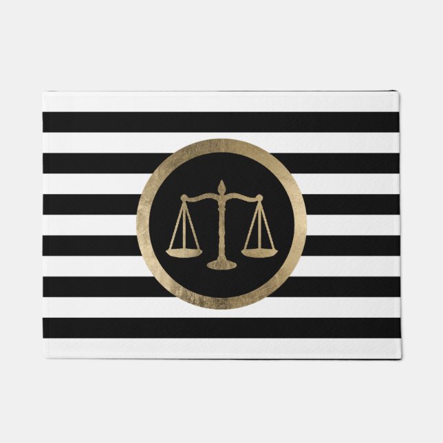 Law Kantoor Gold Scale Modern Stripes Lawyer Deurmat (Voorkant)