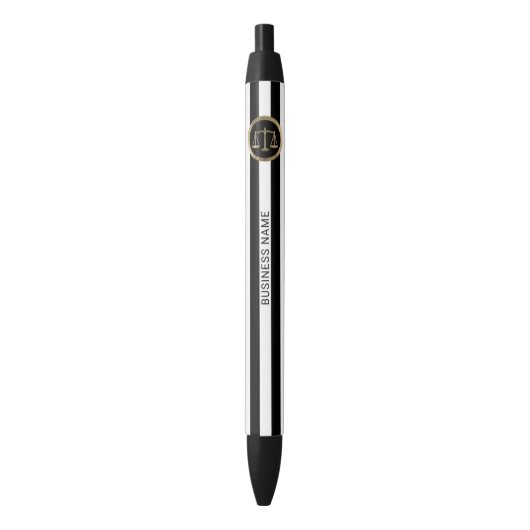 Law Kantoor Gold Scale Modern Stripes Lawyer Zwarte Inkt Pen (Voorkant Verticaal)