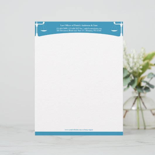 Law Letterhead Gepersonaliseerd Briefhoofd (Staand voorkant)