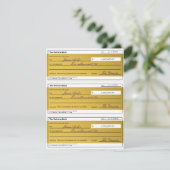Law of Attraction 3 Blank Printable Gold Checks (Staand voorkant)