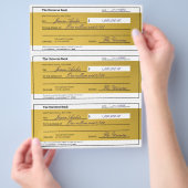 Law of Attraction 3 Blank Printable Gold Checks Flyer (Hand)