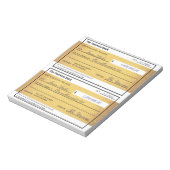 Law of Attraction Blank Money Check Gold 5.5" x 6" Notitieblok (Linkerzijde)