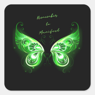 Law of Attraction Butterfly Vergeet niet om te man Vierkante Sticker