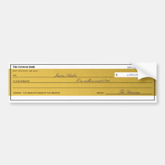 Law of Attraction Elegant Gold Abundance Check Bumpersticker