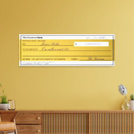 Law of Attraction Elegant Gold Abundance Check Canvas Afdruk