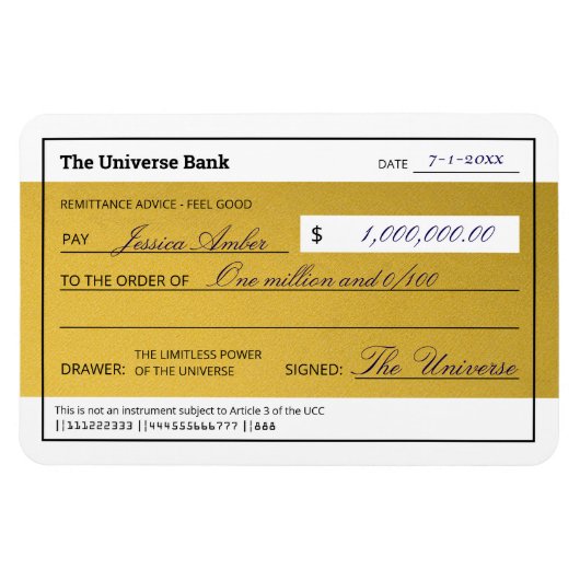 Law of Attraction Elegant Gold Abundance Check Magneet (Horizontaal)