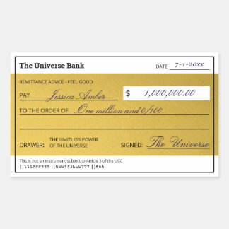 Law of Attraction Elegant Gold Abundance Check Rechthoekige Sticker