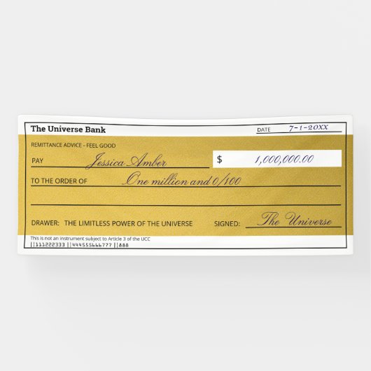 Law of Attraction Elegant Gold Abundance Check Spandoek (Horizontaal)