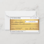 Law of Attraction Gold Manifestation Blank Check Notitiekaartje (Voorkant)