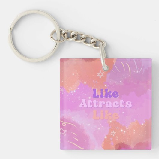 Law of Attraction Motivational Inspirational Pink Sleutelhanger (Voorkant)