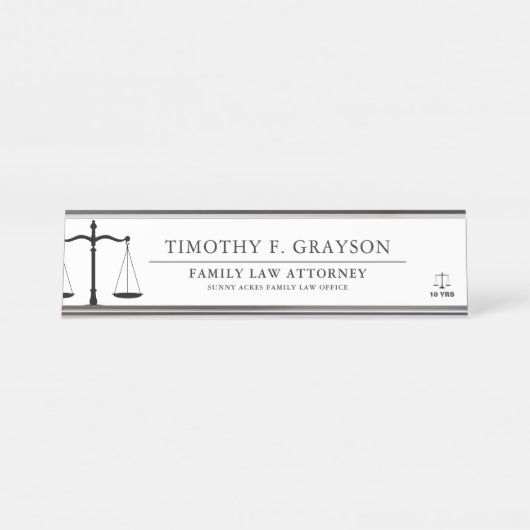 Law Professional Personalized White Desk Name Plat Bureau Naambordje (Voorkant)