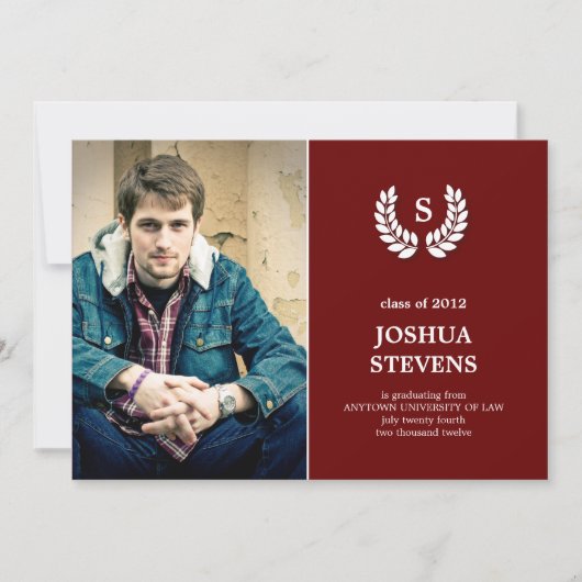 Law-rel Wreath Law Afstuderen Photo Invitation Kaart (Voorkant)