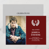 Law-rel Wreath Law Afstuderen Photo Invitation Kaart (Voorkant / Achterkant)